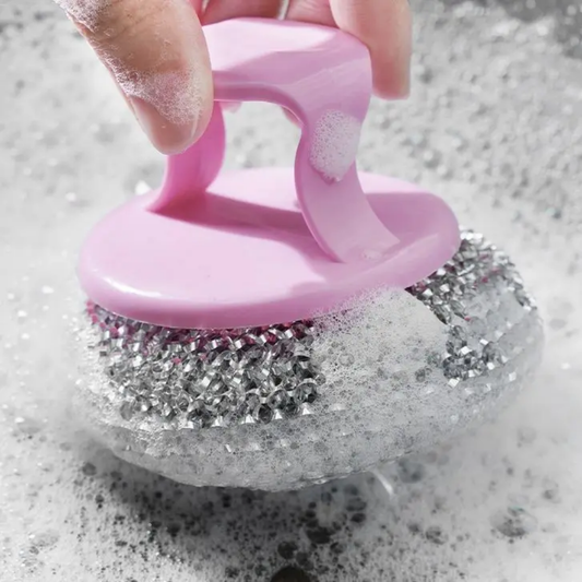 Brosse de Lavage de vaisselle à poigné avec boulle de fil en acier inoxydable